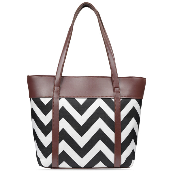 Brown Zigzag Tote Bag